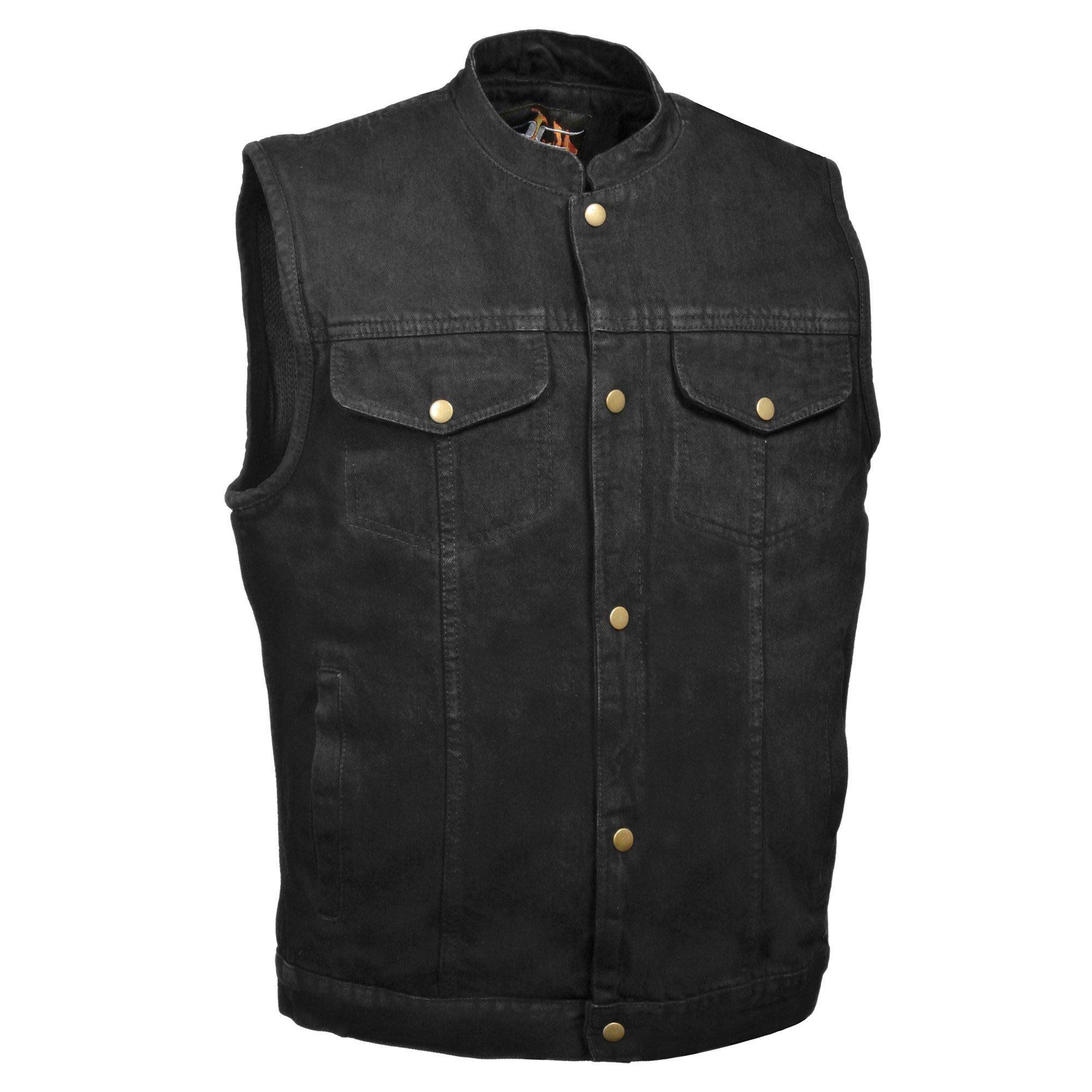 black denim club vest