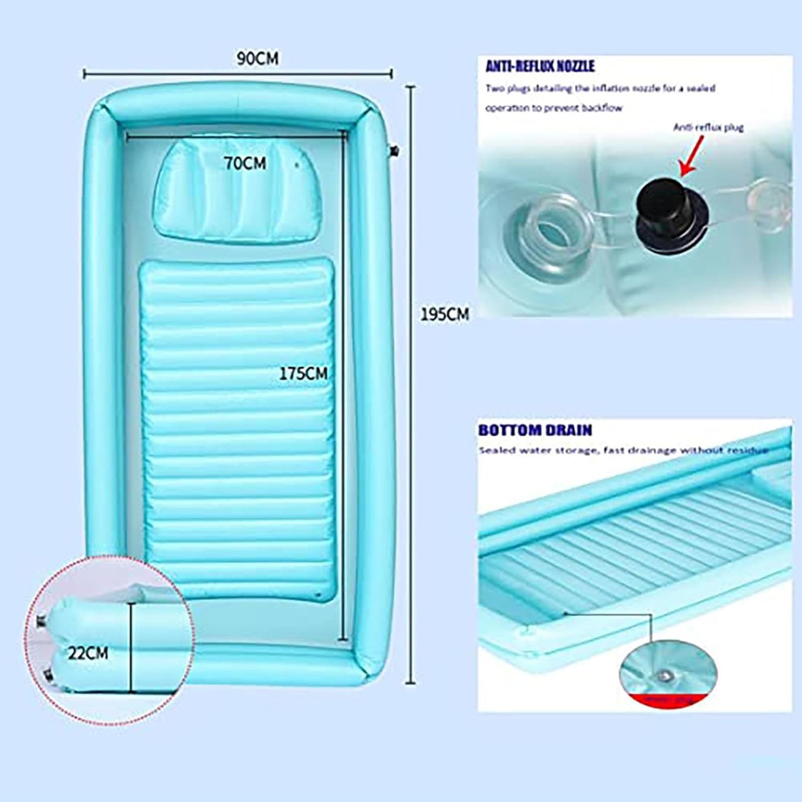 Set di vasche da doccia gonfiabili mediche con pompa elettrica, vasca da bagno portatile da comodino, per anziani, persone non autosufficienti, pazienti allettati, disabili, per fare il bagno a letto