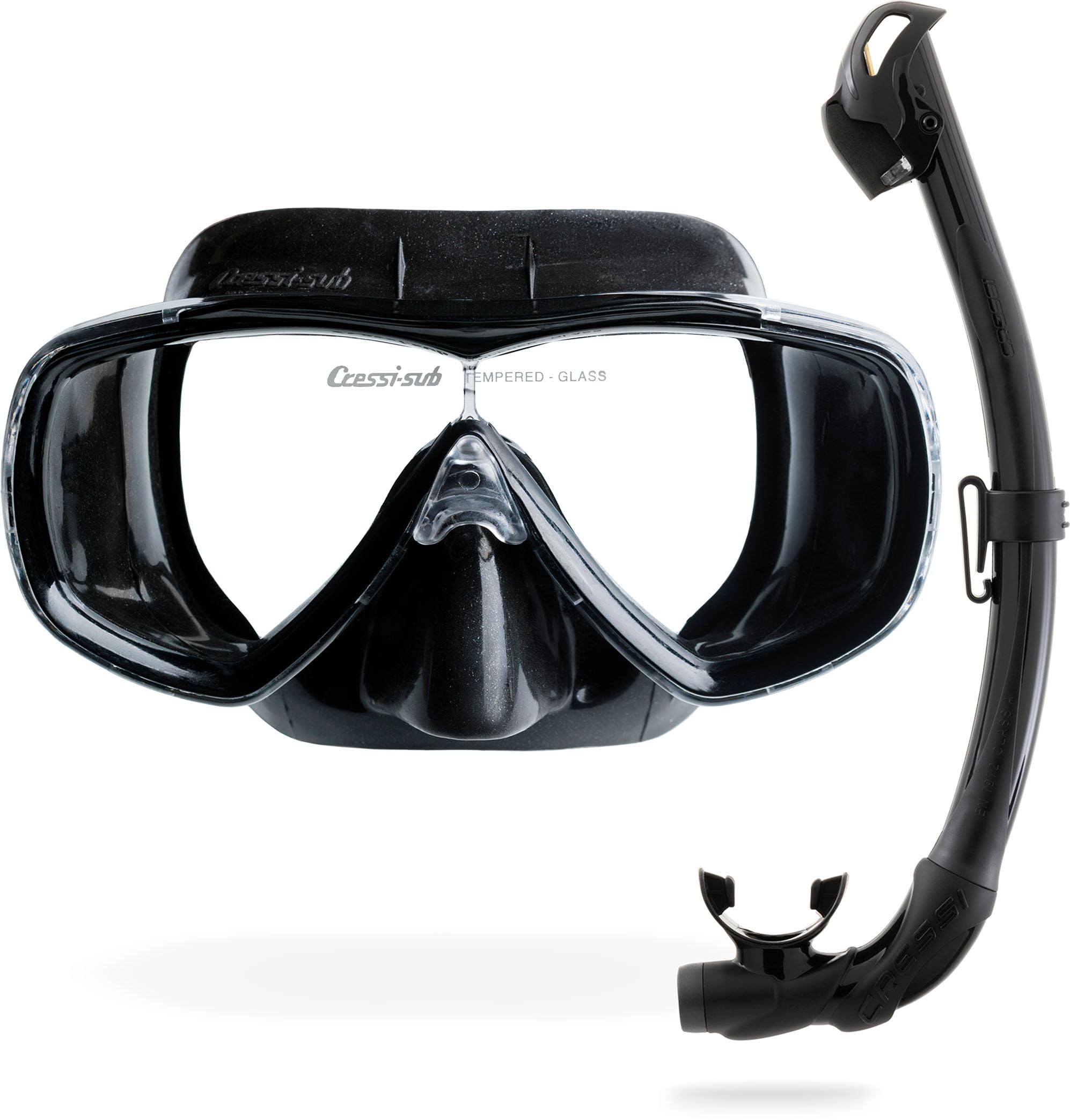 Cressi Estrella + Seal Dry Combo Black/Black - Adult Combo Set Estrella Mask and Innovative Seal Dry Snorkel, perfect for Diving Snorkelling, Black/Black, One Size