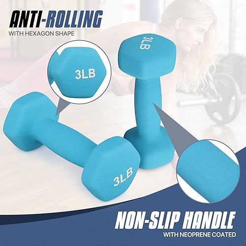 Miniatura 5 de MADOG - Juego de mancuernas hexagonales con revestimiento de neopreno antideslizante para equipo de gimnasio en casa, entrenamiento de fuerza