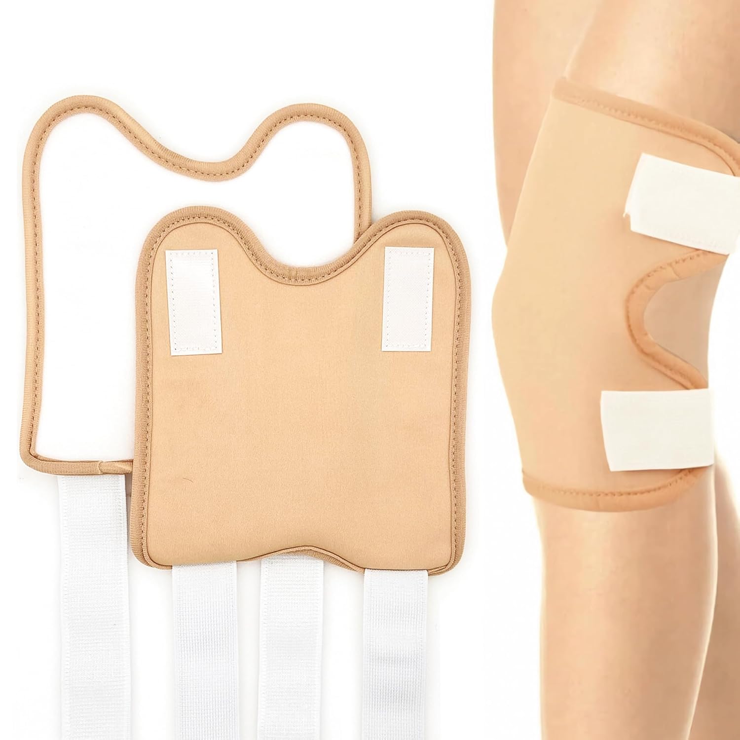2 Pack Reusable Castor Oil Pack Wrap for Knee Elbow Joints Arm Thigh, Organic Cotton Castor Oil Compress Pads Wraps with Adjustable Elastic Strap, Waterproof & Anti Oil Leak