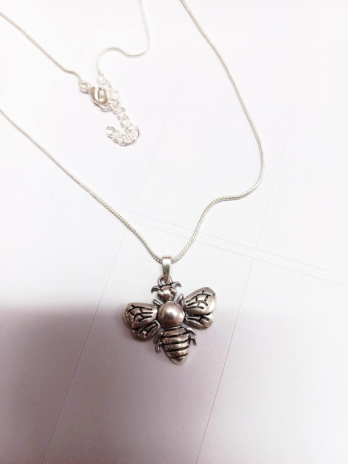 Oxidized Sterling Silver Plated Queen Honey Bee Little Bumblebee Pendant Necklace, 18 inches Chain - Image 4