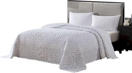 Miniatura 1 de Beatrice Home Fashions - Colcha de felpilla de anillos de boda., Blanco, King