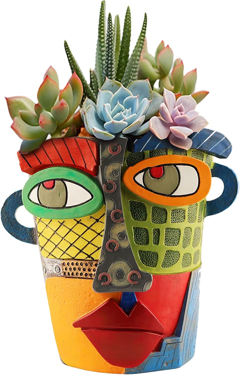 Abstract Face Planters Pots Head,Unique Head Planter for Indoor Plants,Funny Face Flower Pot,Colorful Plant Pots for Outdoor Garden Decor and Home Art Decoration