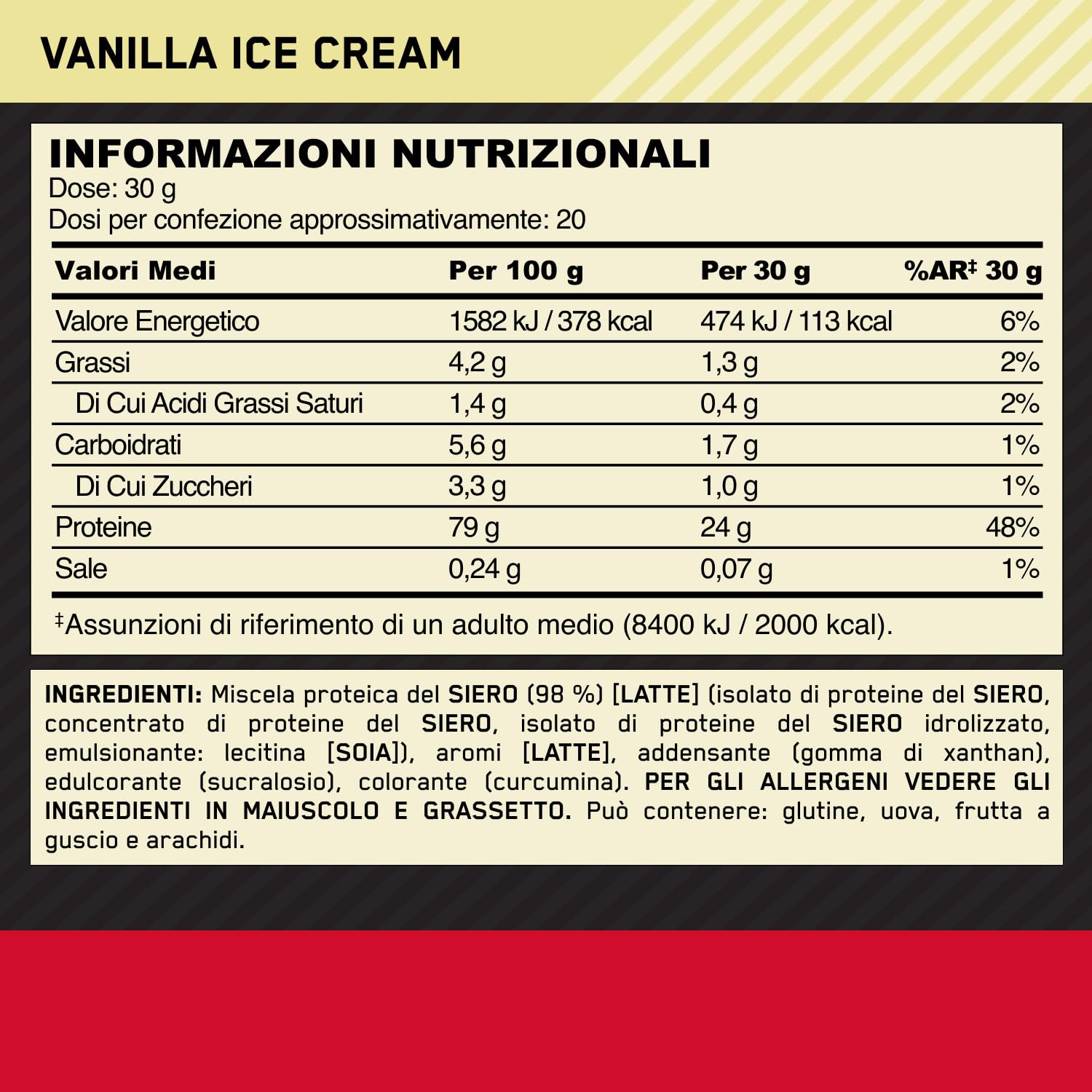 Optimum Nutrition Gold Standard 100% Whey, Proteine in Polvere, Gusto Gelato alla Vaniglia, 600g, 20 Porzioni