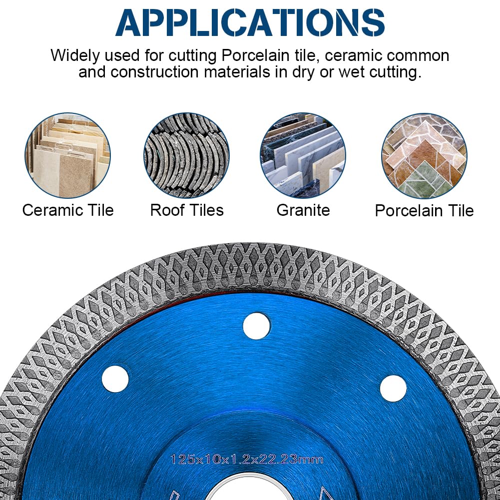 Flintronic 125mm Diamond Cutting Discs for Angle Grinder Super Thin Diamond Saw Blade, Clean Cut on Porcelain, Tiles, Granite - Image 4