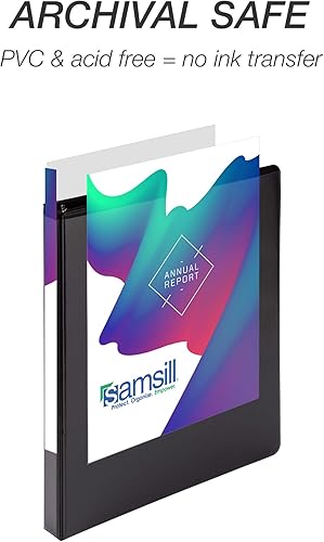 Vista 568 de Samsill Carpeta duradera de 1.5 pulgadas, fabricada en los Estados Unidos, carpeta de anillos en D, carpeta transparente personalizable, surtido