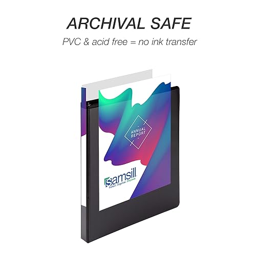 Vista 386 de Samsill Carpeta duradera de 1.5 pulgadas, fabricada en los Estados Unidos, carpeta de anillos en D, carpeta transparente personalizable, color Negro