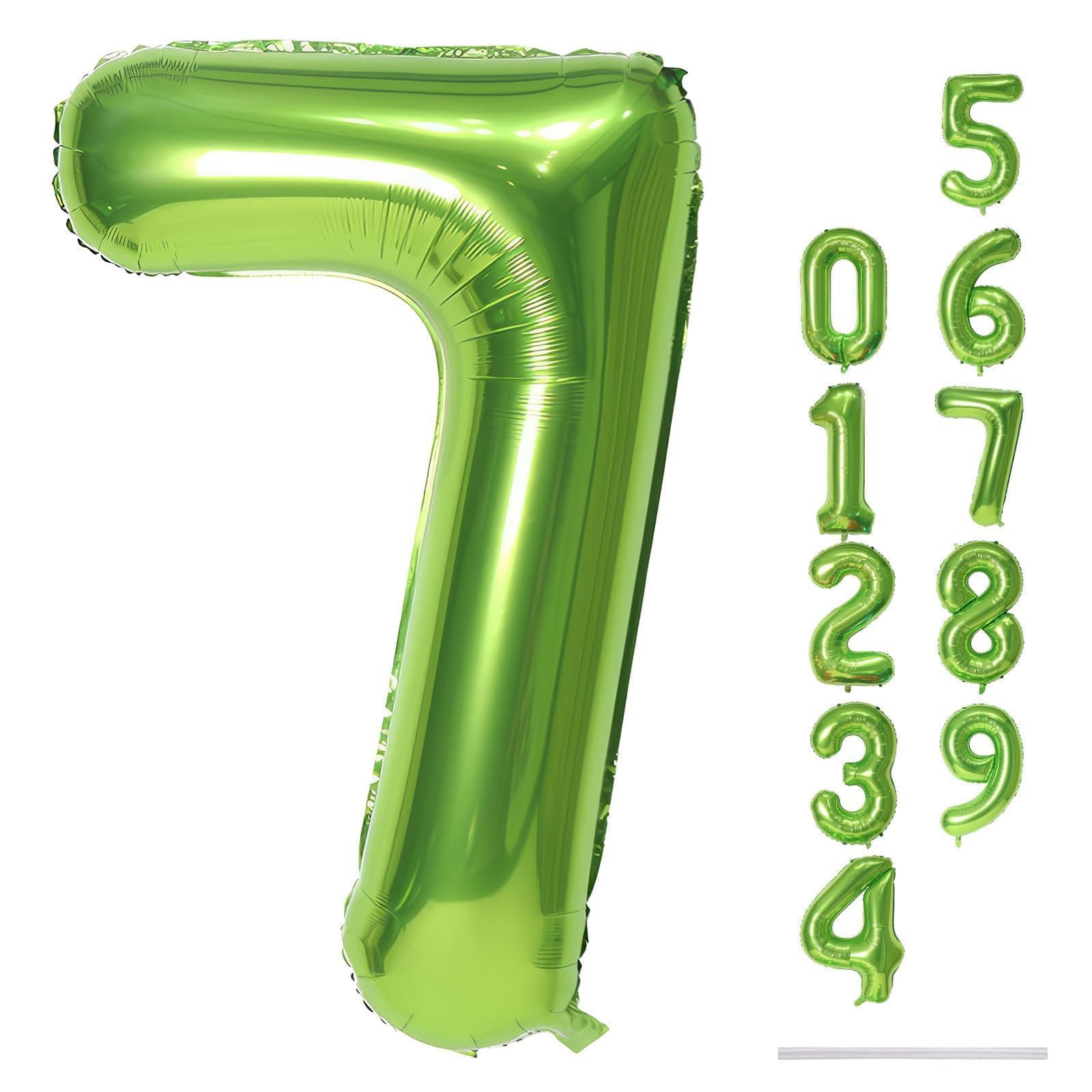 Lingqiang Number 7 Balloon 40 Inch Giant Green Foil Balloon | Reusable Helium or Air Party Decoration