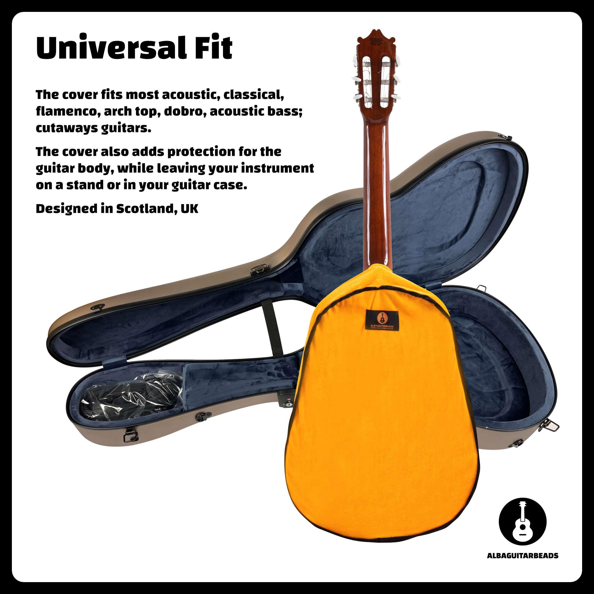 Alba GB Dust Cover - Funda protectora naranja para guitarras clásicas, funda de terciopelo antipolvo para guitarras acústicas y eléctricas, Red, Funda