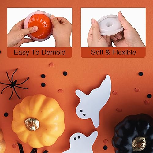 Miniatura 7 de 2 moldes de silicona para tarros de calabaza, molde de resina para frascos de Halloween con tapa, molde de resina de silicona, molde de silicona