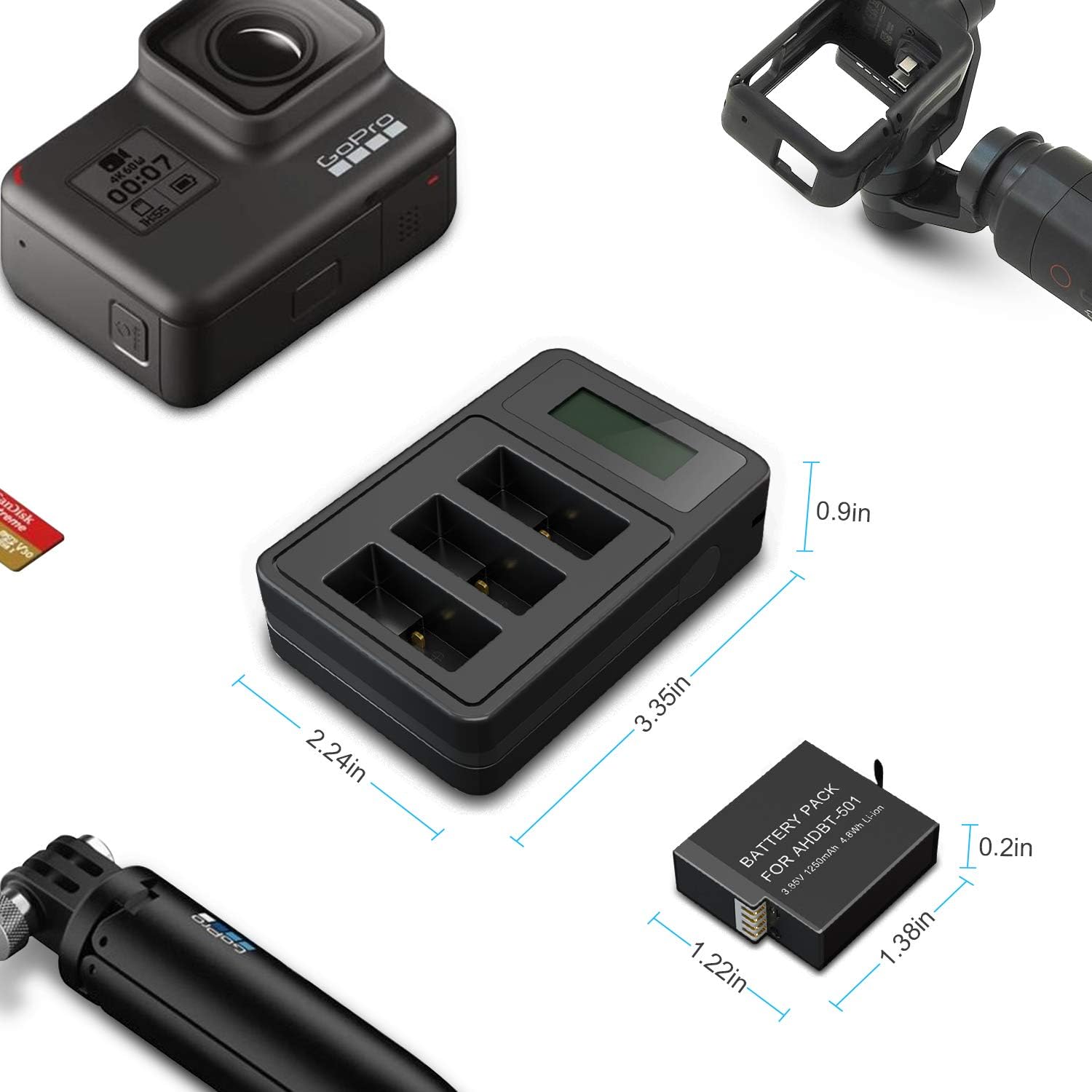 Buy Tomsheir Replacement Batteries For Gopro Hero 8 7 6 5 3 Pack And Usb Fast Charger For Gopro Hero 8 Black Hero 7 Black Hero 6 Black Hero 5 Black Fully Compatible With Official Online In Usa B08c4tb159