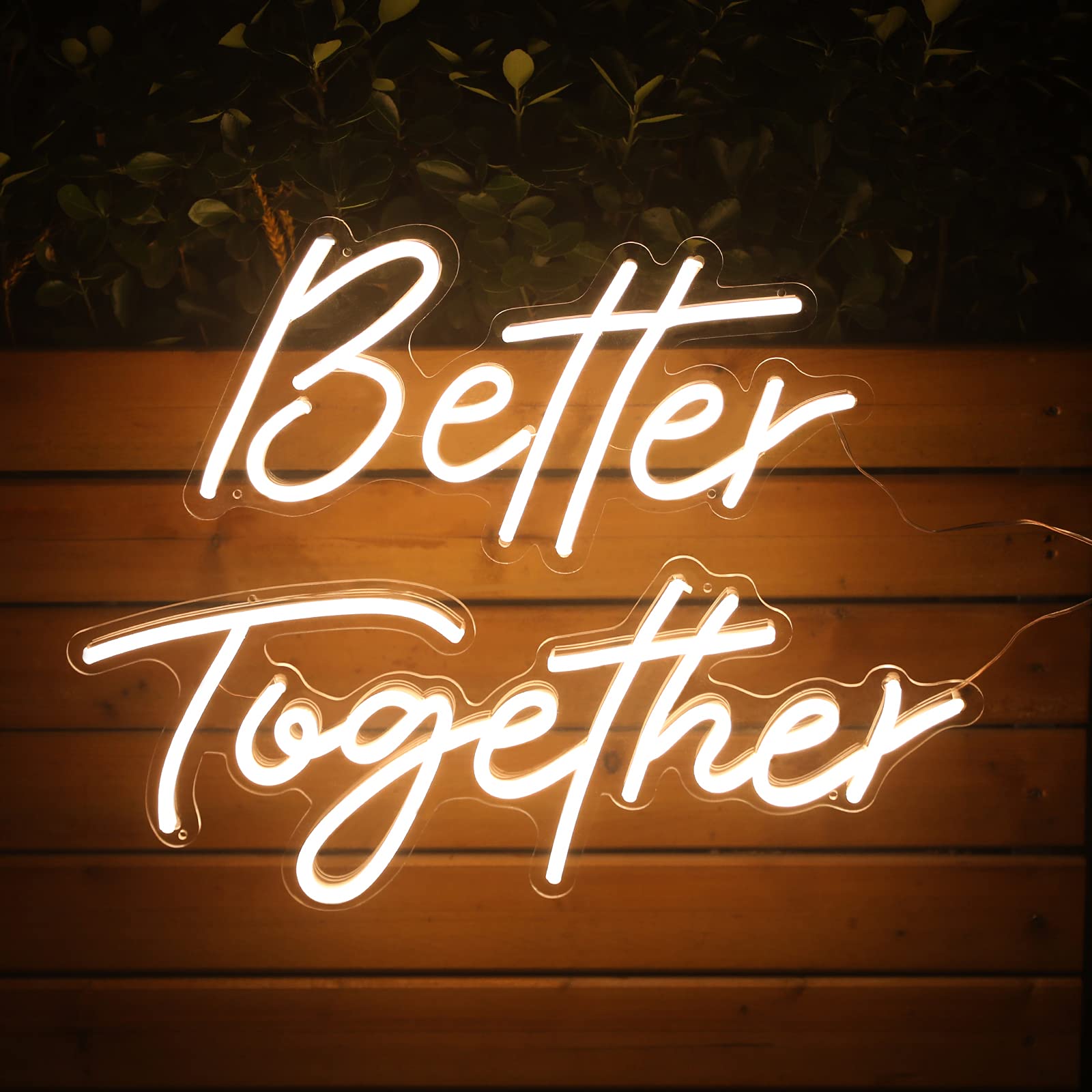 ATOLS Better Together Neon Sign for Wall Decor, with Dimmable Switch, Reusable Neon Light Sign for Engagement Party, Wedding Decoration, Warm White 23.5x10.5 & 17.5x8.5Inches (Power Adapter Included)