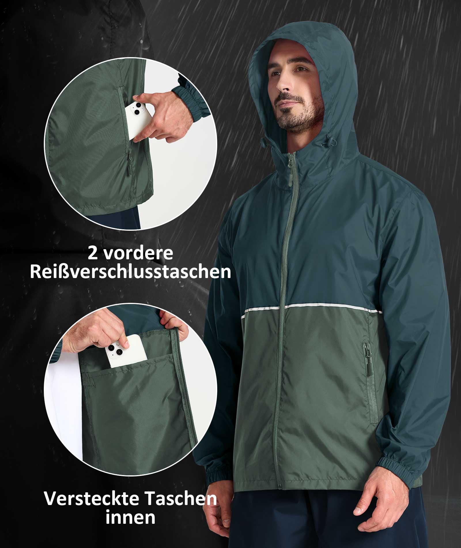 SPEEDRUN Chubasquero Impermeable Hombre Ligero Chaqueta Impermeable Hombres Moto Chubasquero Plegable Running Deportivo Poncho Lluvia Senderismo Shubasquero Bicicleta Sport Outdoor
