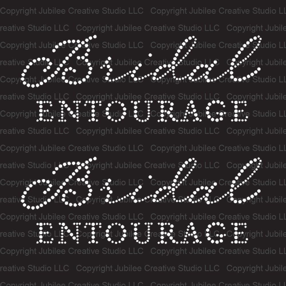 Set of 4 Bridal Entourage Sparkly Iron-on Rhinestone Crystal T-Shirt Transfer by Jubilee Rhinestones