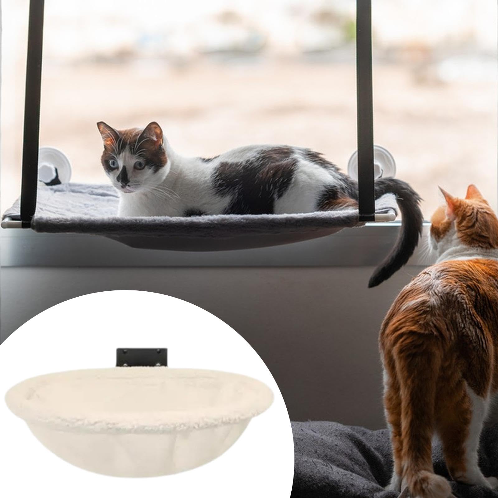 LOVIVER Hamac pour Chat, Support Suspendu Doux en Velours et Fer, Hamac pour Félin Pliable Confortable Fixation Murale, Lit Escalade pour Dormir/Jouer, Installation Facile, Blanc