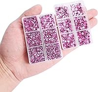 Vista 3 de Nibiru 6616 diamantes de imitación de cristal con parte trasera plana de varios tamaños para manualidades, gemas de vidrio redondas con pinzas y Rosa