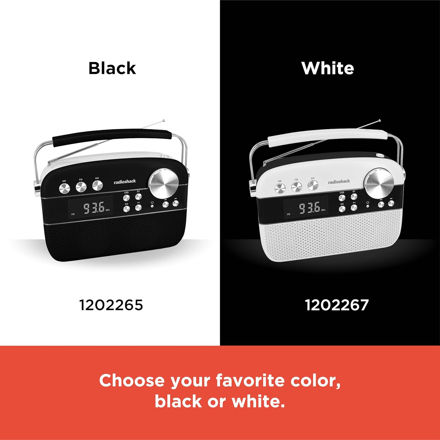 RadioShack AM/FM 2-Band Vintage Radio with Bluetooth Function and USB/TF Ports (Black)