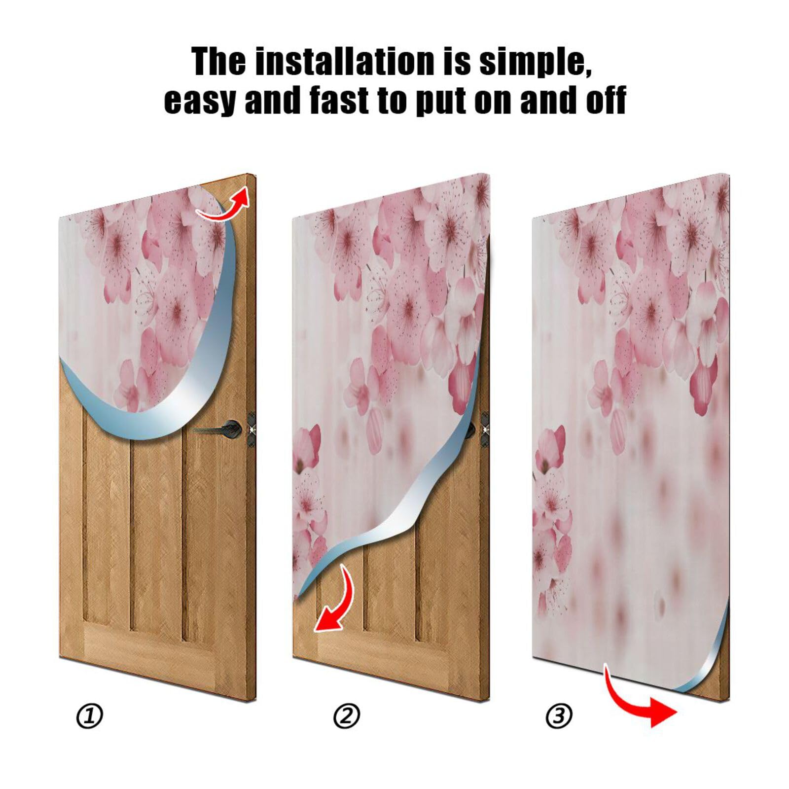 FLildon Japanese Sakura Flowers Blossoms Door Cover Decoration, Party Accessory Porch Decor for Festive Ornament Room Door Covers 36 x 98 Inch