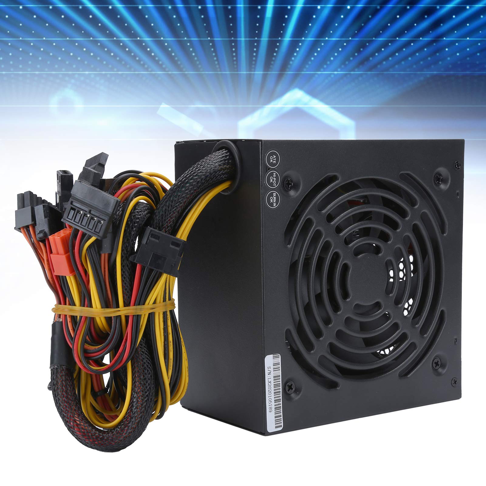 600W Fuente de Alimentación,5.5 Pulgadas de Ventilador Silencioso Fuente de Alimentación para Computadora,ATX-600W 24 Pin Fuente de Alimentación con Manual Ajustable Fan,Accesorio de Escritorio(Negro)