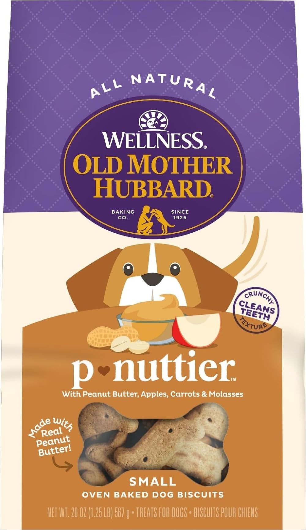 Old Mother Hubbard Classic Crunchy Natural Dog Treats, P-Nuttier Small Biscuits, 20-Ounce Bag by