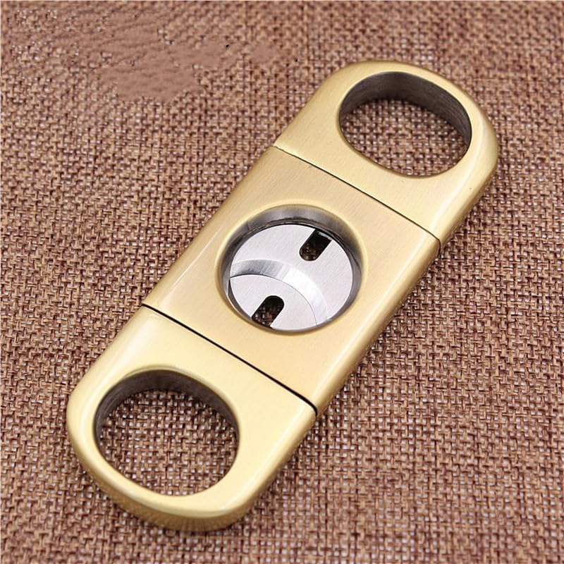 Metal Cigar Cutter Knife Double Blades Holder Guillotine Sharp Portable Gadgets Scissors Enhance Accessory Men Gift(C)