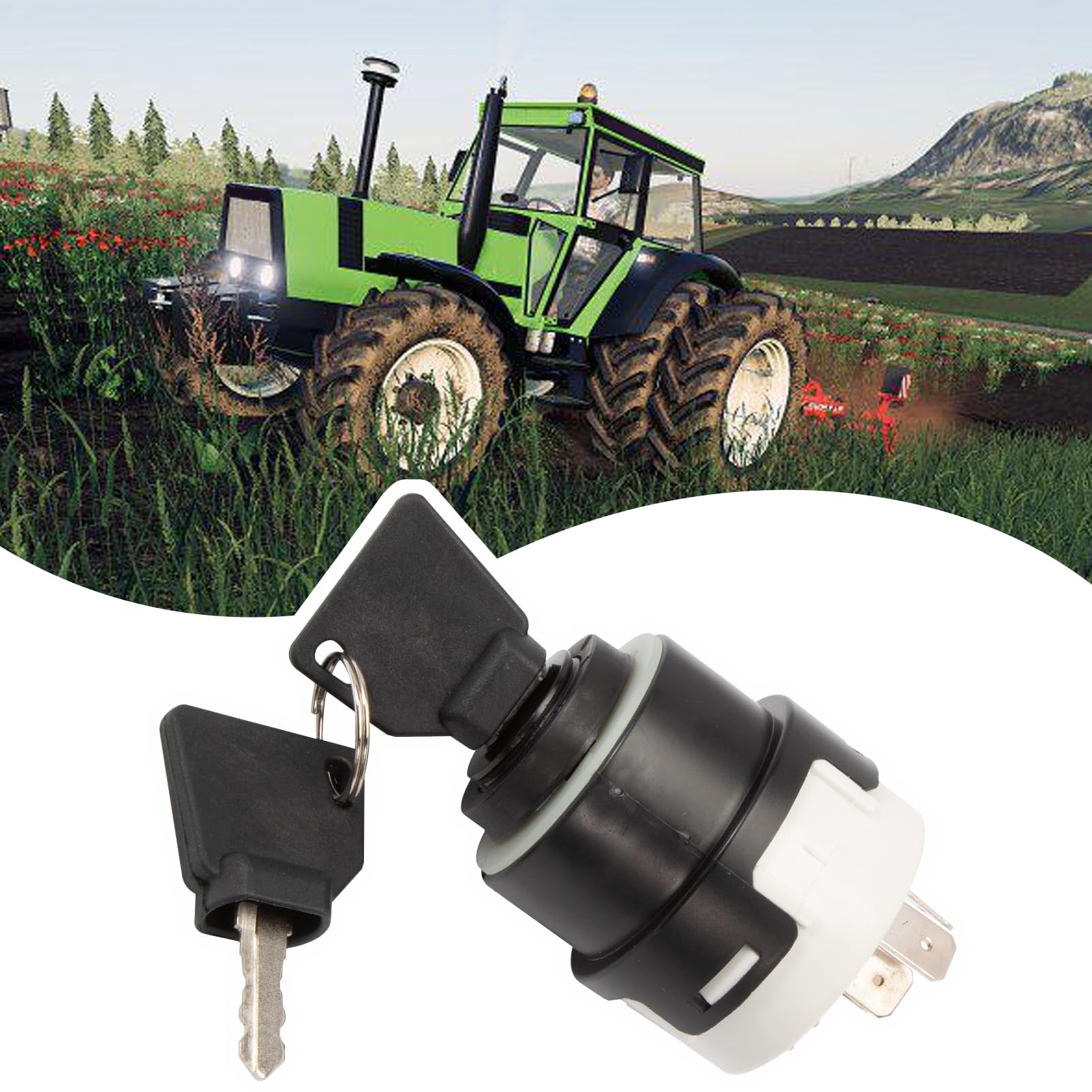 Interruptor de encendido 12/24 V, Clausor de Arranque para Maquinaria Agrícola y de Construcción, apto para Deutz DX 07 Same Case Zettelmeyer Schaeff 2 llaves 14603/603 universal