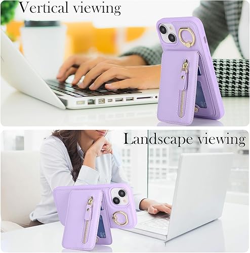 Miniatura 4 de Havaya Magsafe - Funda para iPhone 13, compatible con iPhone 14, con tarjetero para mujer, cartera de piel con cremallera desmontable 2 en 1,