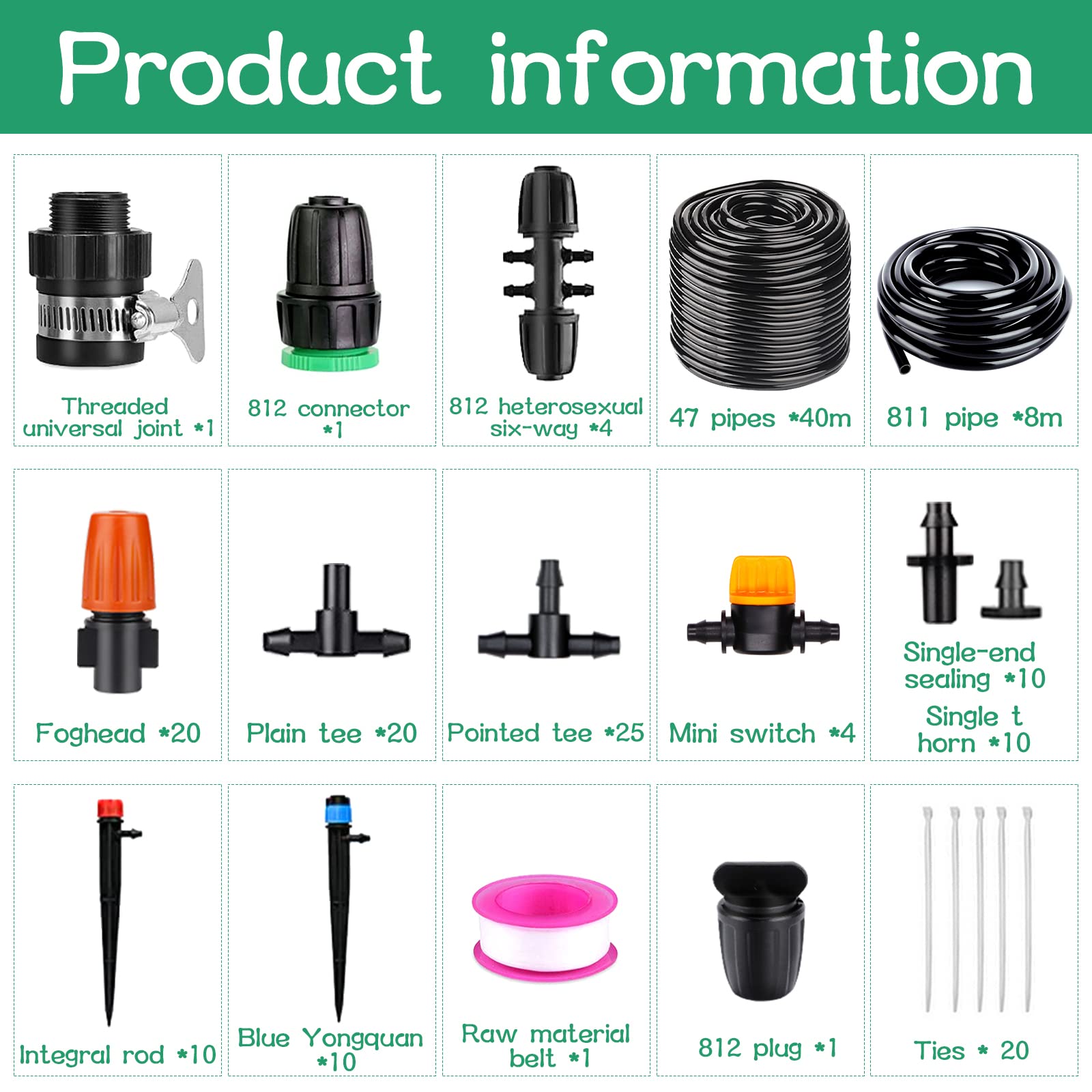 Kit D'Irrigation Goutte à Goutte 55m+15m - 340 Pièces - Arrosage Automatique Jardin Et Serre