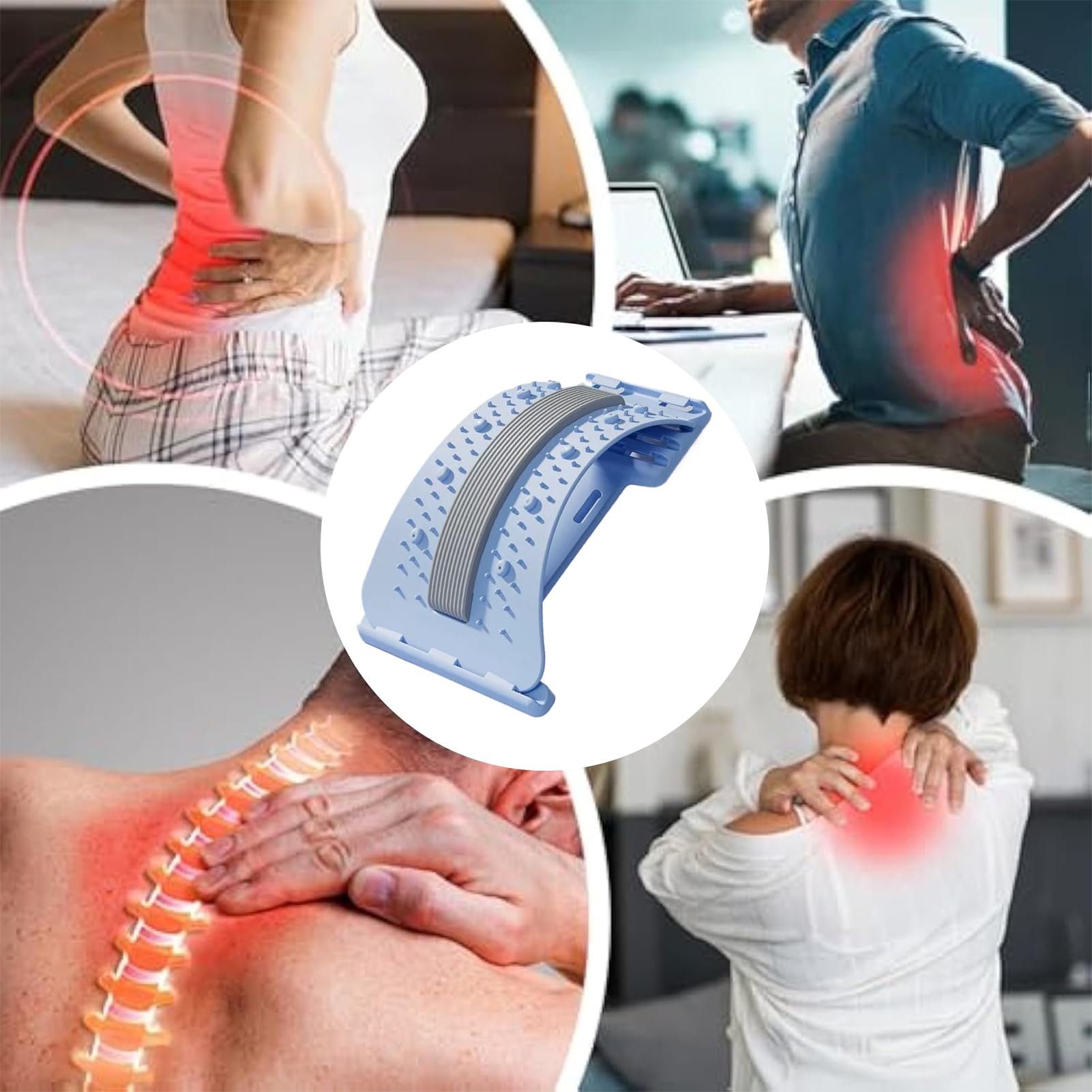 Rückenstützbrett Lendenwirbel Lsäule Massagegerät 4Stufig Einstellbar, Rückenstrecker Gerät Ergonomisch, Rückendehner Orthopädischer & Nackenstrecker, Rückentrainer Für Schmerzlinderung Wirbelsäulen