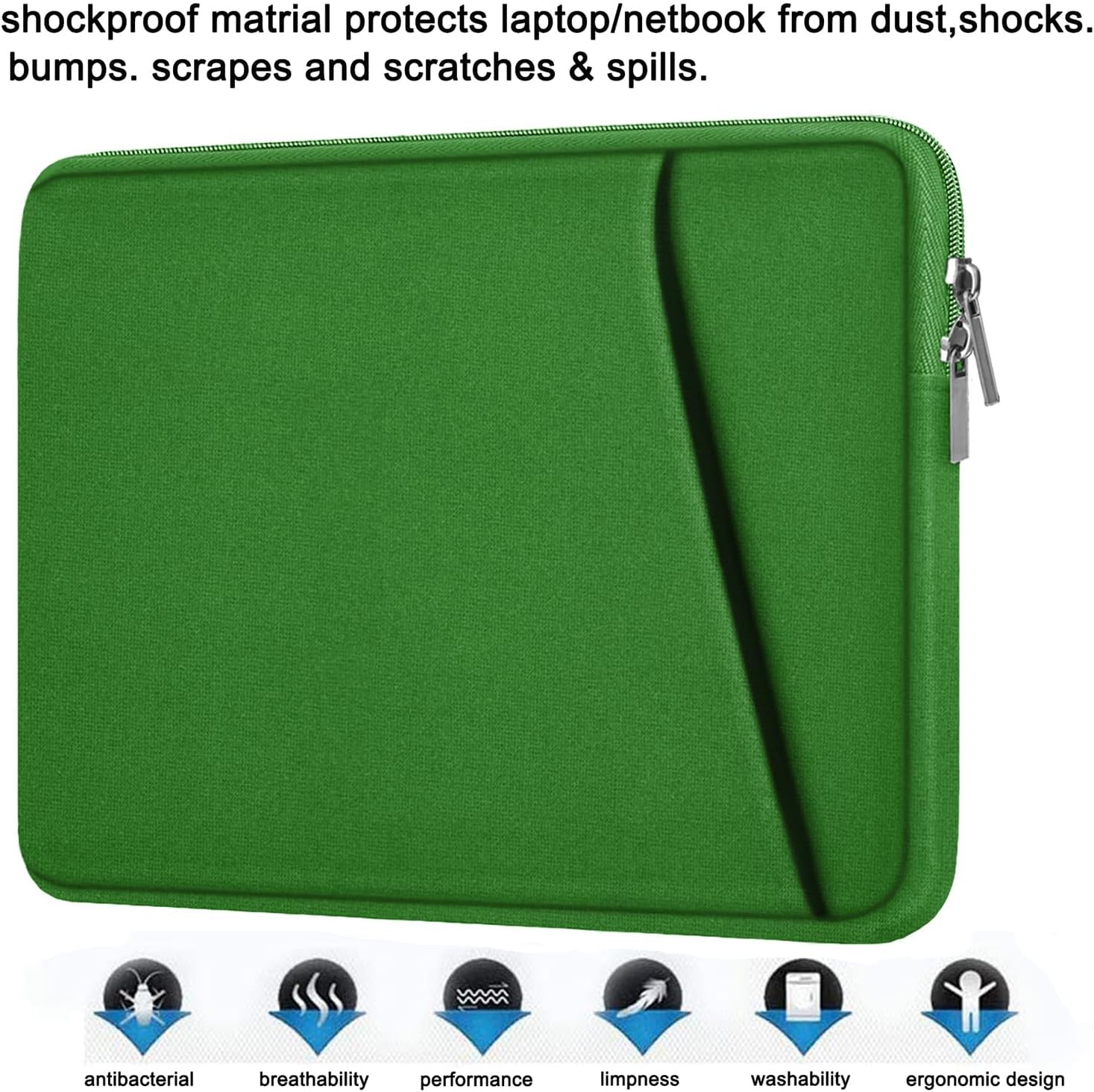 Askuko 14 inch Laptop Sleeve, Shockproof Protective Computer Cover, Durable Carrying Bag Laptop Case Compatible with 14"" MacBook Air/Pro HP Asus Lenovo Notebook, Dark Green - Image 6