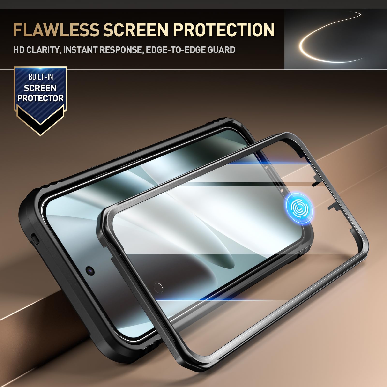 Poetic Revolution Case for Google Pixel 10 Pro XL 5G, [Slide Camera Cover], Built-in Screen Protector [Work with Fingerprint ID], [2 Front Frame] Full Body Rugged Shockproof Case with Kickstand, Black