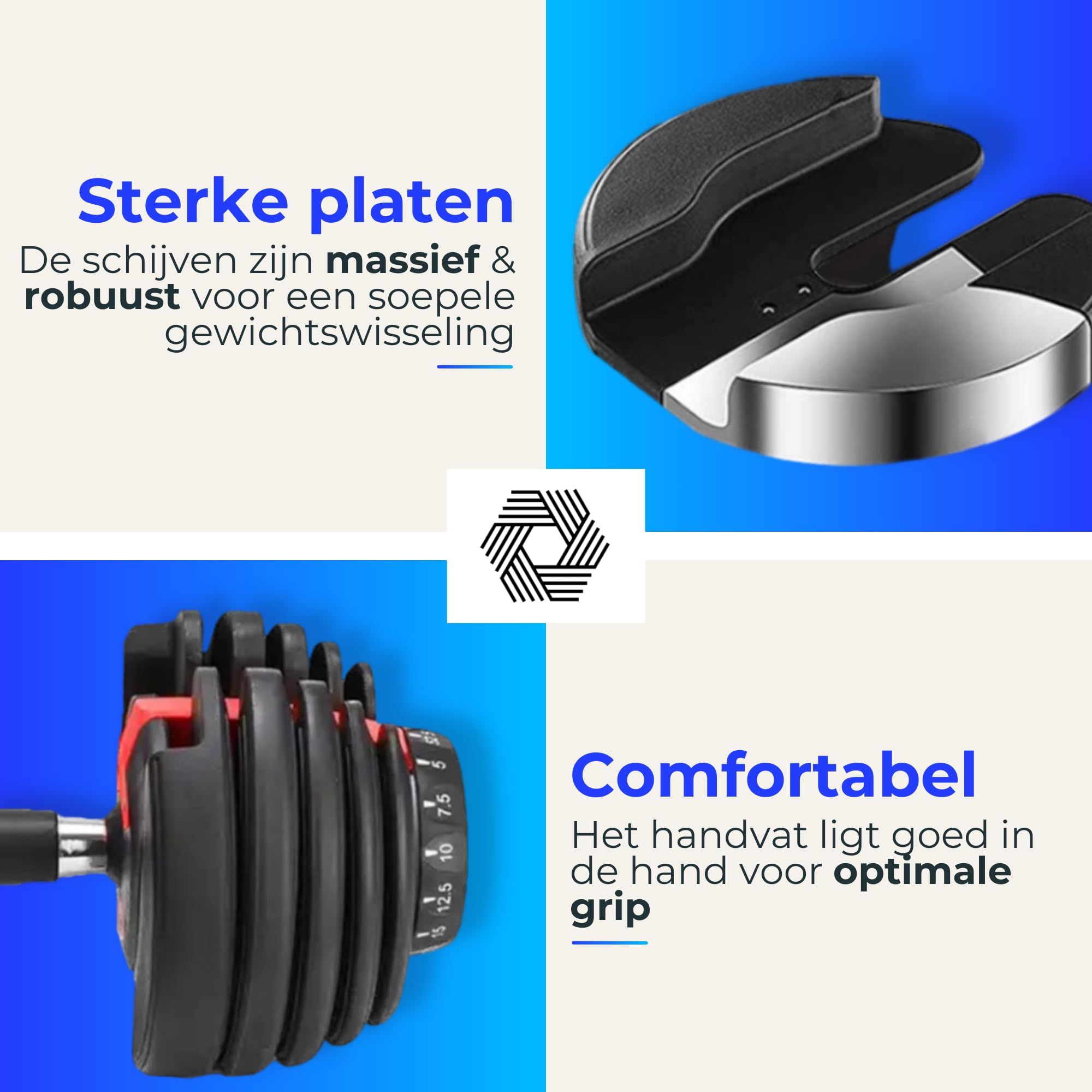 Haltère Réglable 5 En 1 – 2,5 à 24 Kg – Noir Et Rouge – Matériau Acier/Polypropylène/Nylon Pour Fitness Et Musculation