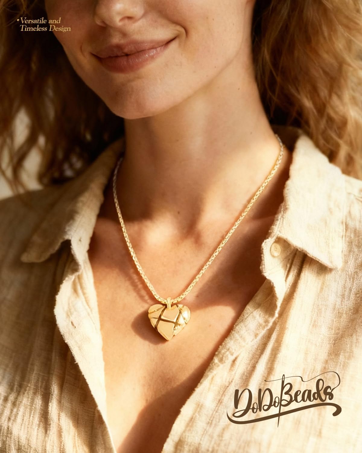 DoDoBeads Reforged Heart Charm Necklace, 18K Real Gold Plated Solid Brass Pendant, Symbol of Resilience and Strength, Inspirational Gift for Women, Encouragement & Healing Jewelry with Gift Box