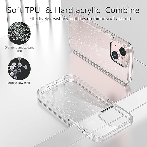 Miniatura 158 de Funda con purpurina diseñada para iPhone 15 Pro Max, con [2 unidades] protector de pantalla y [paquete de 3] protector de lente de cámara brillante