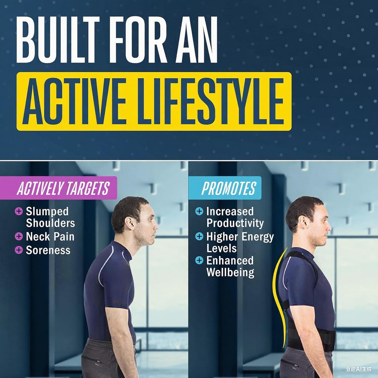 Posture Corrector for Men & Women – Adjustable Posture Brace with Back Support, Shoulder Straightener for Pain Relief & Body Alignment, Medium