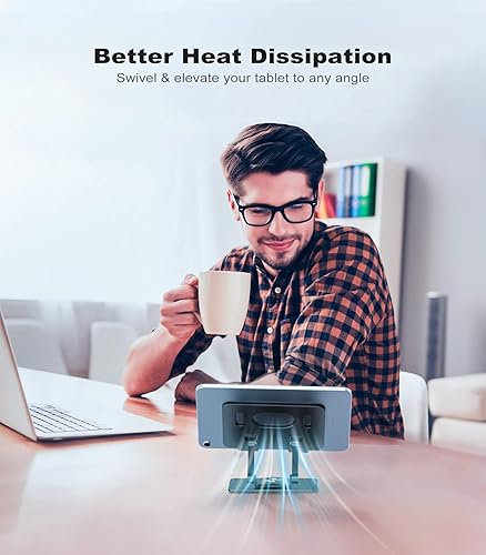 Miniatura 4 de Soporte giratorio para tableta con base giratoria 360, soporte ajustable para dibujo, compatible con iPad ProAirMini y más (negro)