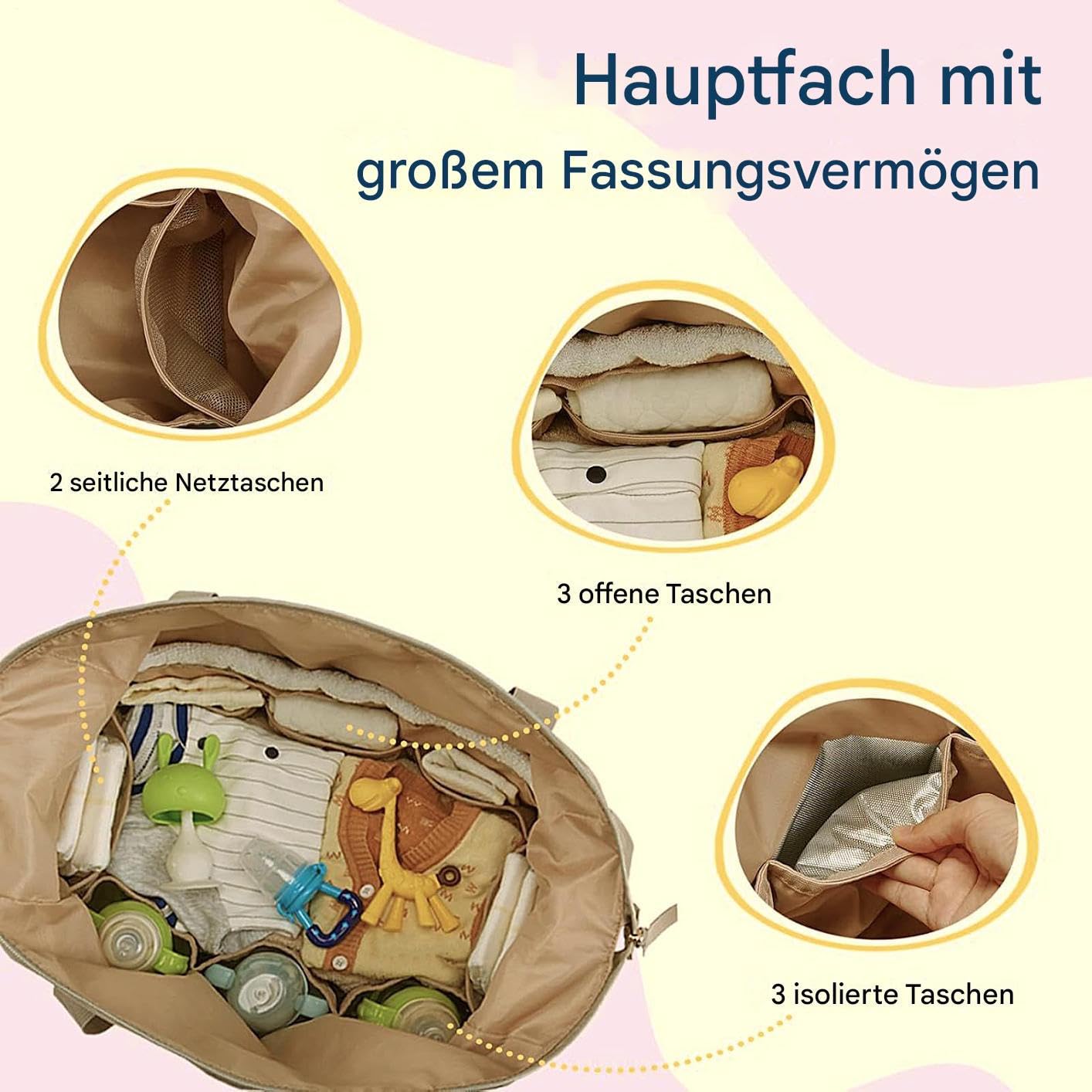 Borsa per pannolini da viaggio, borsa a tracolla, borsa per pannolini per bambini, grande capacità con ciuccio, borsa per il lavoro portatile, zaino, accessori per bambini per la casa, i viaggi