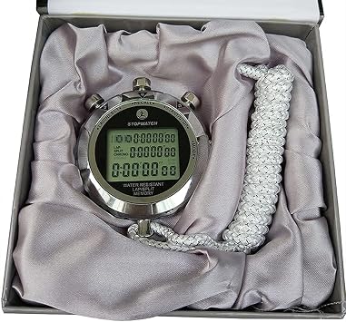 Digital Stopwatch, Metal Stop Watch 10 Lap Memory Stopwatch Timer, Water Resistant Stopwatch for Sports, Competitions, Games