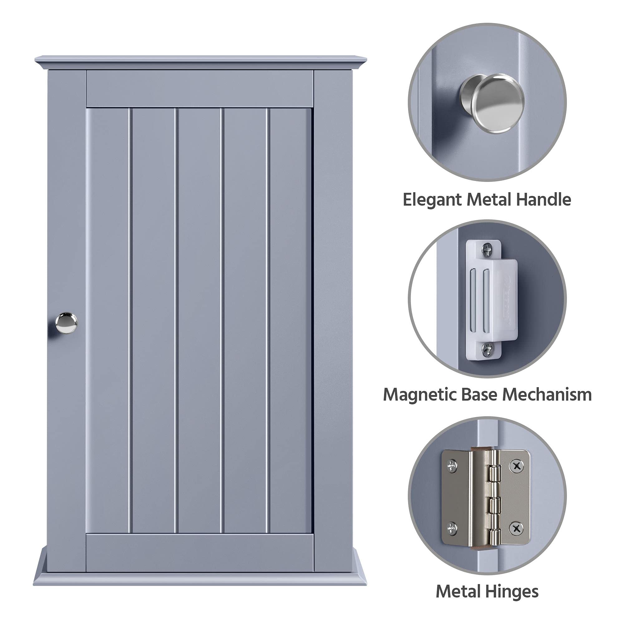 Yaheetech Bathroom Cabinet Single Wall Mounted Bathroom Storage Cabinet ...