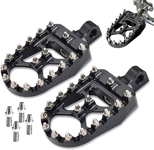 Goldfire Offroad - 1 par de clavijas de pie anchas CNC color negro con rotación de 360 MX Chopper Bobber Style se adapta a HD Dyna Sportster Fatboy Goldfire Offroad - 1 par de clavijas de pie anchas CNC color negro con rotación de 360 MX Chopper Bobber Style se adapta a HD Dyna Sportster Fatboy