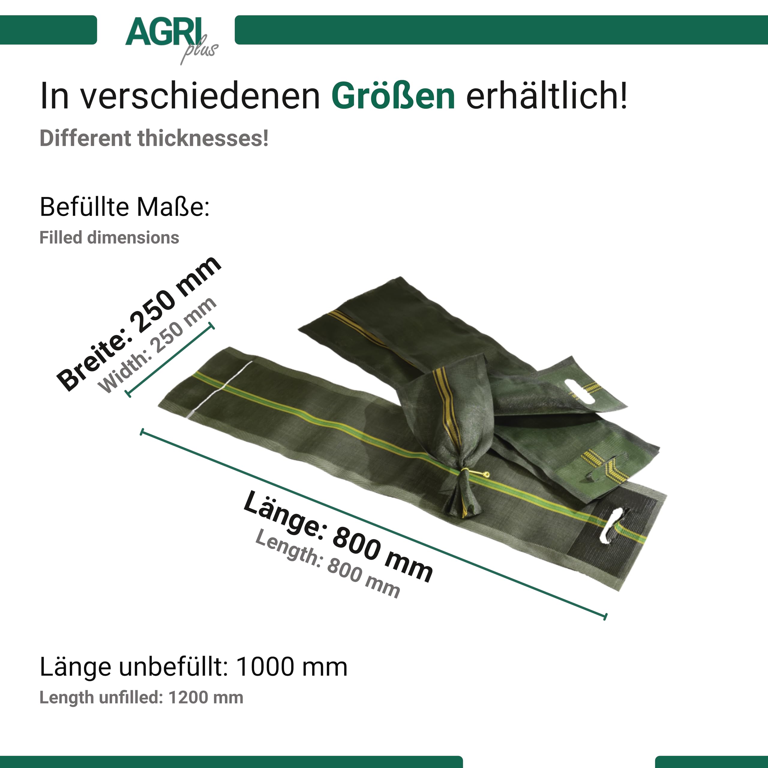 AGRI plus Sacs de sable pour silo avec poignée/trou de préhension avec fermeture métallique, pour silo et protection contre les inondations (20, 250 x 800/1000 mm)