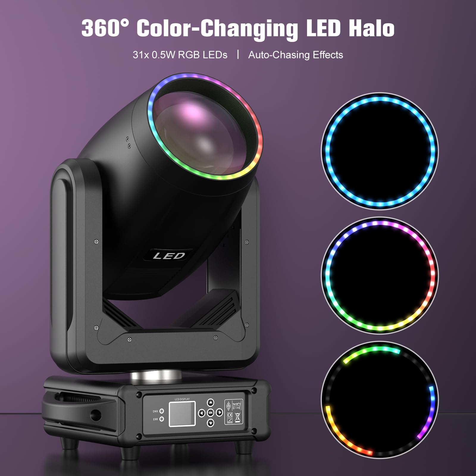 4PCS Teste Mobili LED 300W Luci da Palco 18 Gobos 15 Colori RGBW Testa Mobile Beam 16/22CH Luci Discoteca per Palchi, Club, Concerti, Eventi nuziali Illuminazione