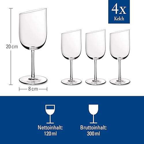 Miniatura 3 de Villeroy & Boch New Moon - Juego de 4 piezas, elegante, vino blanco con pendiente moderna, cristal de cristal, transparente, apto para lavavajillas
