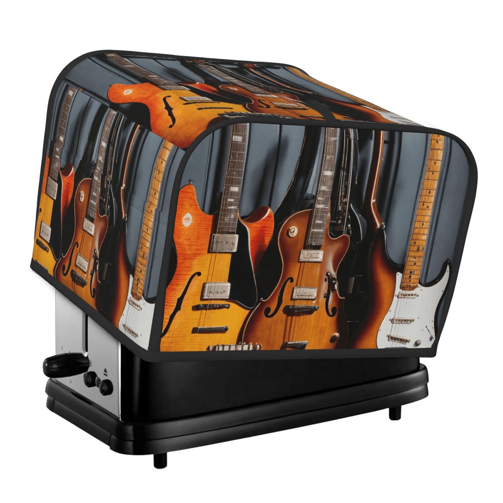 Electric Guitar Print 4-Slice Toaster Cover Dustproof Waterproof Kitchen Appliance Protector For Bread