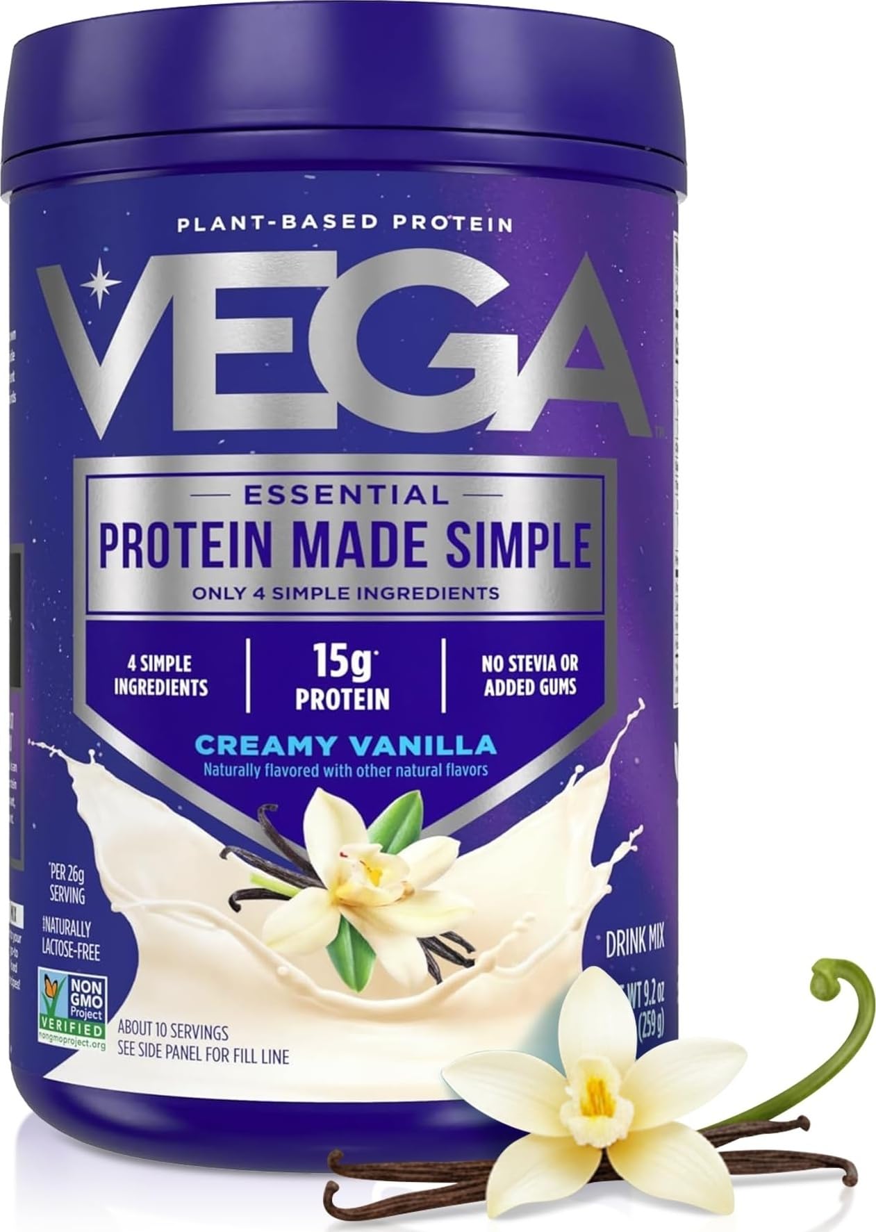 Vega proteína vegetal em pó de ervilha sabor baunilha 15 g de proteína 260 g (10 porções)