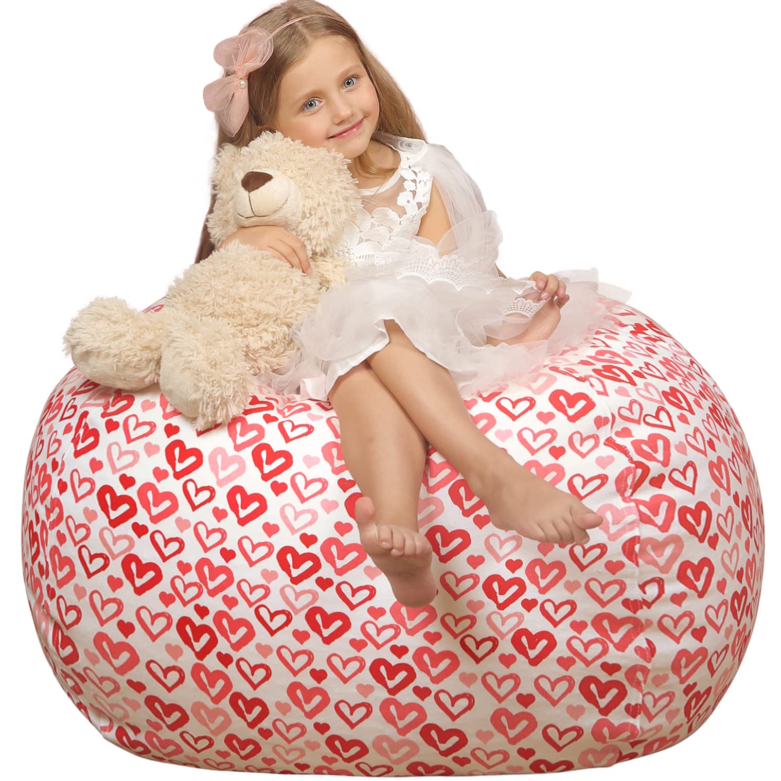 WEKAPO Stuffed Animal Storage Bean Bag Chair Cover for Kids