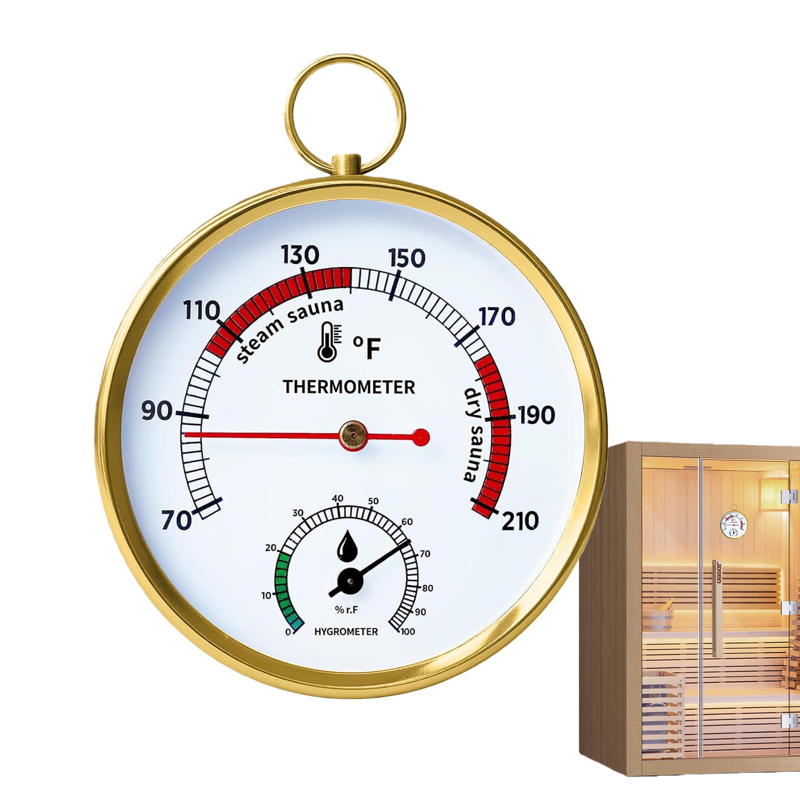 Steam Sauna Temperature Gauge, Portable Precise Heat-Resistant Easy To Read, Steam Sauna Box Humidity Gauge, for Lovers Family Friends Enthusiasts Women Men