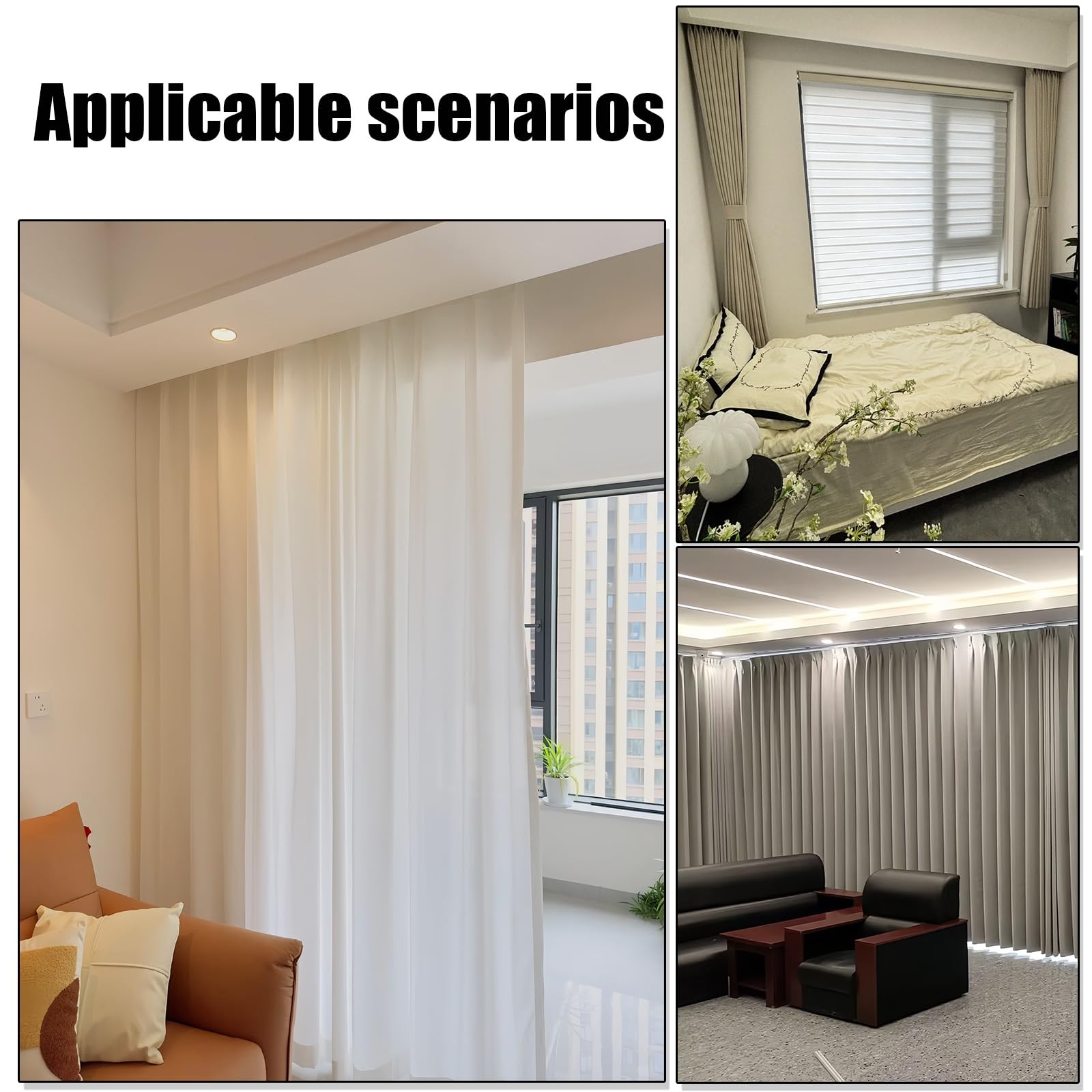 Rail De Rideau De Plafond en Aluminium, Rail pour Rideaux Kit, Rails À Rideaux Robustes, Facile à Installer, pour Separation de Piece, Rideaux, Fenêtre, Hôtel(Gold,1.9m/6.23FT(2 * 0.95m))