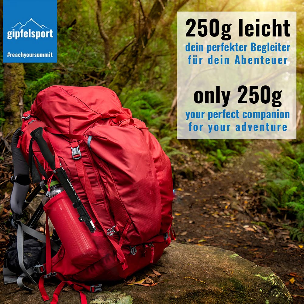 gipfelsport składane kijki trekkingowe, teleskopowe kijki trekkingowe z kieszenią, kijki do wędrówek, trekkingu, regulowane, dla kobiet i mężczyzn